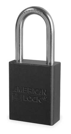Black, American Lock A1106BLK Lockout Padlock - Black anodized aluminum padlock - 1-1/2 inch hardened steel chrome plated shackle.