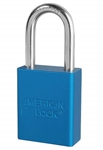 Blue, American Lock A1106BLU Lockout Padlock - Blue anodized aluminum padlock - 1-1/2 inch hardened steel chrome plated shackle.