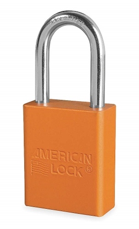 Orange, American Lock A1106ORJ Lockout Padlock - Orange anodized aluminum padlock - 1-1/2 inch hardened steel chrome plated shackle.