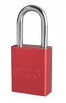 Red, American Lock A1106RED Lockout Padlock - Red anodized aluminum padlock - 1-1/2 inch hardened steel chrome plated shackle.