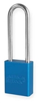 Blue, American Lock A1107BLU Lockout Padlock - Blue anodized aluminum padlock - 3 inch hardened steel chrome plated shackle.