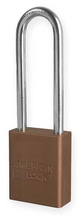 Brown, American Lock A1107BRN Lockout Padlock - Brown anodized aluminum padlock - 3 inch hardened steel chrome plated shackle.