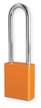 Orange, American Lock A1107ORJ Lockout Padlock - Orange anodized aluminum padlock - 3 inch hardened steel chrome plated shackle.
