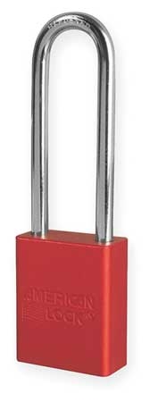 Red, American Lock A1107RED Lockout Padlock - Red anodized aluminum padlock - 3 inch hardened steel chrome plated shackle.