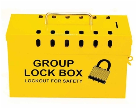 Multi-Access Yellow Portable Group Lock Box, Heavy Duty Steel Construction - Accepts 13 locks to keep all of your keys well organized and protected until everyone is accounted for.