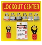 Mini Lockout Center - 10 Lockout tag, 6 3/4 inch master Lock Safety Lockout, 2 Hasps (1 and 1.5 inch)