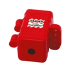 Single Entry Electrical Plug Lockout, LP110 accepts 110 V and certain models of the 220 V plugs (up to 1 3/4" x 1 3/4" x 1 3/4") with a maximum cable diameter of 1/2".