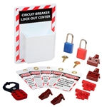 Circuit Breaker Lockout Station - Kit Contains (5) Lockout tags, (1) Safety Lockout Steel Interlocking Hasp, (2) 1.75 in. padlocks, (2) single pole breaker lockouts with recessed hole (2) Non-recessed hole along with (2) multi-pole breaker Lockouts