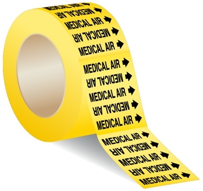 MEDICAL AIR - 3 X 3 Pressure sensitive vinyl markers designs to fit pipes up to 1 inch in diameter