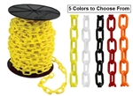 Stanchion and Guide Post Chain, Yellow, White, Black, Red, Orange - 1 1/2" and 2" Sold 100' per box - Made from lightweight yet remarkably strong polyethylene.