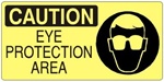 CAUTION EYE PROTECTION AREA (Picto) Sign, Choose from 5 X 12 or 7 X 17 Pressure Sensitive Vinyl, Plastic or Aluminum.