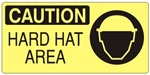 CAUTION HARD HAT AREA (Picto) Sign, Choose from 5 X 12 or 7 X 17 Pressure Sensitive Vinyl, Plastic or Aluminum.