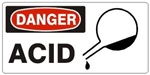 DANGER ACID (w/graphic) Sign, Choose from 5 X 12 or 7 X 17 Pressure Sensitive Vinyl, Plastic or Aluminum.