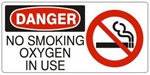 DANGER NO SMOKING OXYGEN IN USE (w/graphic) Sign, Choose from 5 X 12 or 7 X 17 Pressure Sensitive Vinyl, Plastic or Aluminum.