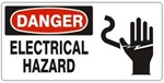 DANGER ELECTRICAL HAZARD (w/graphic) Sign, Choose from 5 X 12 or 7 X 17 Pressure Sensitive Vinyl, Plastic or Aluminum.
