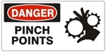DANGER PINCH POINTS (Picto) Sign, Choose from 5 X 12 or 7 X 17 Pressure Sensitive Vinyl, Plastic or Aluminum.