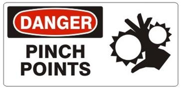 DANGER PINCH POINTS (Picto) Sign, Choose from 5 X 12 or 7 X 17 Pressure Sensitive Vinyl, Plastic or Aluminum.