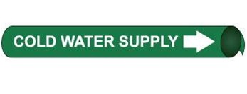 Cold Water Supply Pre-coiled and Strap On Pipe Markers - Available in 8 Sizes