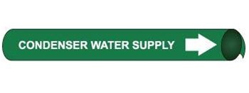 Condenser Water Supply Pre-coiled and Strap On Pipe Markers - Available in 8 Sizes
