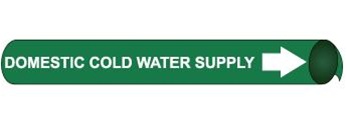 Domestic Cold Water Supply Pre-coiled and Strap On Pipe Markers - Available in 8 Sizes