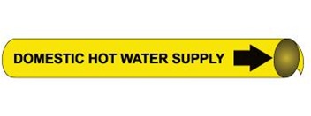Domestic Hot Water Supply Pre-coiled and Strap On Pipe Markers - Available in 8 Sizes