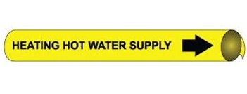 Heating Hot Water Supply Pre-coiled and Strap On Pipe Markers - Available in 8 Sizes