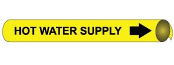 Hot Water Supply Pre-coiled and Strap On Pipe Markers - Available in 8 Sizes