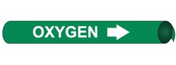 Green Oxygen Pre-coiled and Strap On Pipe Markers - Available in 8 Sizes