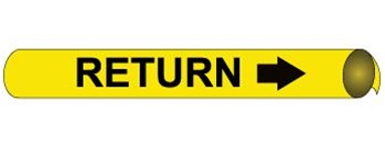 Yellow Return Pre-coiled and Strap On Pipe Markers - Available in 8 Sizes