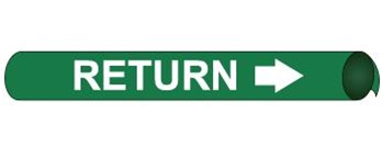 Green Return Pre-coiled and Strap On Pipe Markers - Available in 8 Sizes
