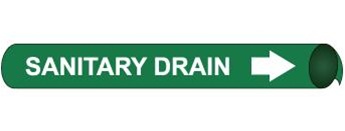 Sanitary Drain, Pre-coiled and Strap On Pipe Markers - Available in 8 Sizes
