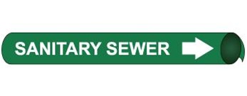 Sanitary Sewer, Pre-coiled and Strap On Pipe Markers - Available in 8 Sizes
