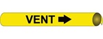 Yellow Vent, Pre-coiled and Strap On Pipe Markers - Available in 8 Sizes