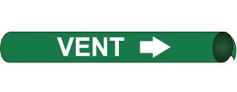 Green Vent, Pre-coiled and Strap On Pipe Markers - Available in 8 Sizes
