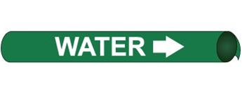 Green Water, Pre-coiled and Strap On Pipe Markers - Available in 8 Sizes