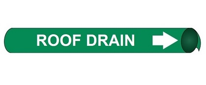 Roof Drain Pre-coiled and Strap On Pipe Markers - Available in 8 Sizes
