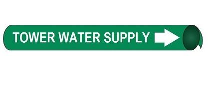 Tower Water Return, Pre-coiled and Strap On Pipe Markers - Available in 8 Sizes