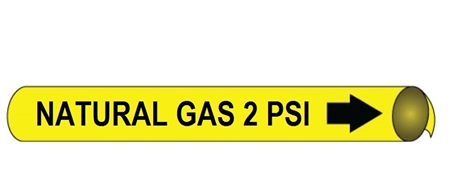 Natural Gas 2 PSI Pre-coiled and Strap On Pipe Markers - Available in 8 Sizes