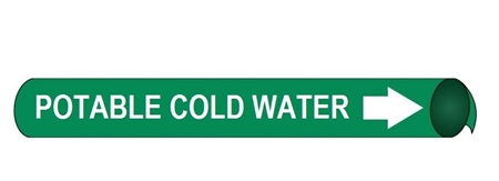 Potable Cold Water Pre-coiled and Strap On Pipe Markers - Available in 8 Sizes