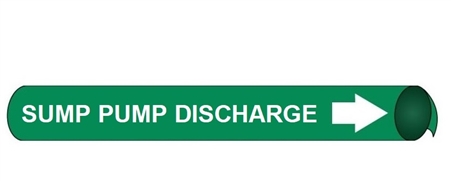 Sump Pump Discharge, Pre-coiled and Strap On Pipe Markers - Available in 8 Sizes
