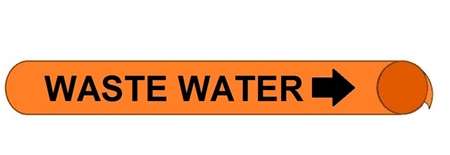 Waste Water, Pre-coiled and Strap On Pipe Markers - Available in 8 Sizes
