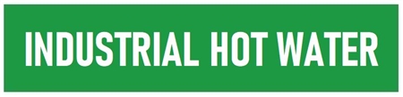 Green, INDUSTRIAL HOT WATER, Self-Adhesive Pipe Marker - Choose from 5 Sizes