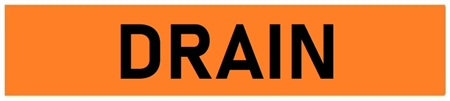 Orange Self-Adhesive, DRAIN, Pipe Marker - Choose from 5 Sizes