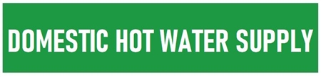 Green Self-Adhesive, DOMESTIC HOT WATER SUPPLY, Pipe Marker - Choose from 5 Sizes