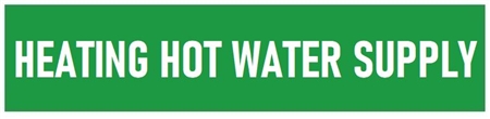 Green Self-Adhesive HEATING HOT WATER SUPPLY, Pipe Marker - Choose from 5 Sizes