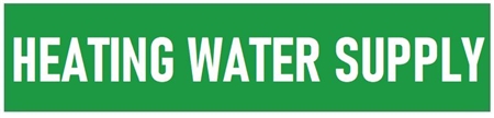 Green Self-Adhesive, HEATING WATER SUPPLY, Pipe Marker - Choose from 5 Sizes
