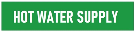 Green Self-Adhesive, HOT WATER SUPPLY, Pipe Marker - Choose from 5 Sizes