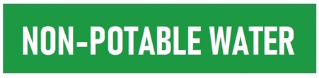 Green Self-Adhesive, NON-POTABLE WATER, Pipe Marker - Choose from 5 Sizes