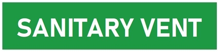 SANITARY VENT, Self-Adhesive Pipe Marker - Choose from 5 Sizes