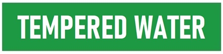 Green Self-Adhesive, TEMPERED WATER, Pipe Marker - Choose from 5 Sizes